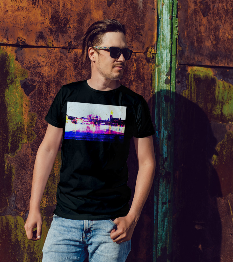 Fantasy Cities Vibrant Skyline Reflections (The Sky As A Paper) T-Shirt