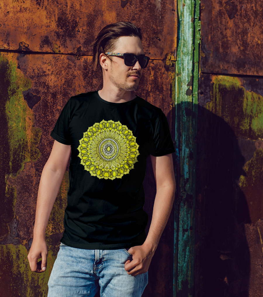 Yellow Sunshine Mandala Radiant Circular T-Shirt