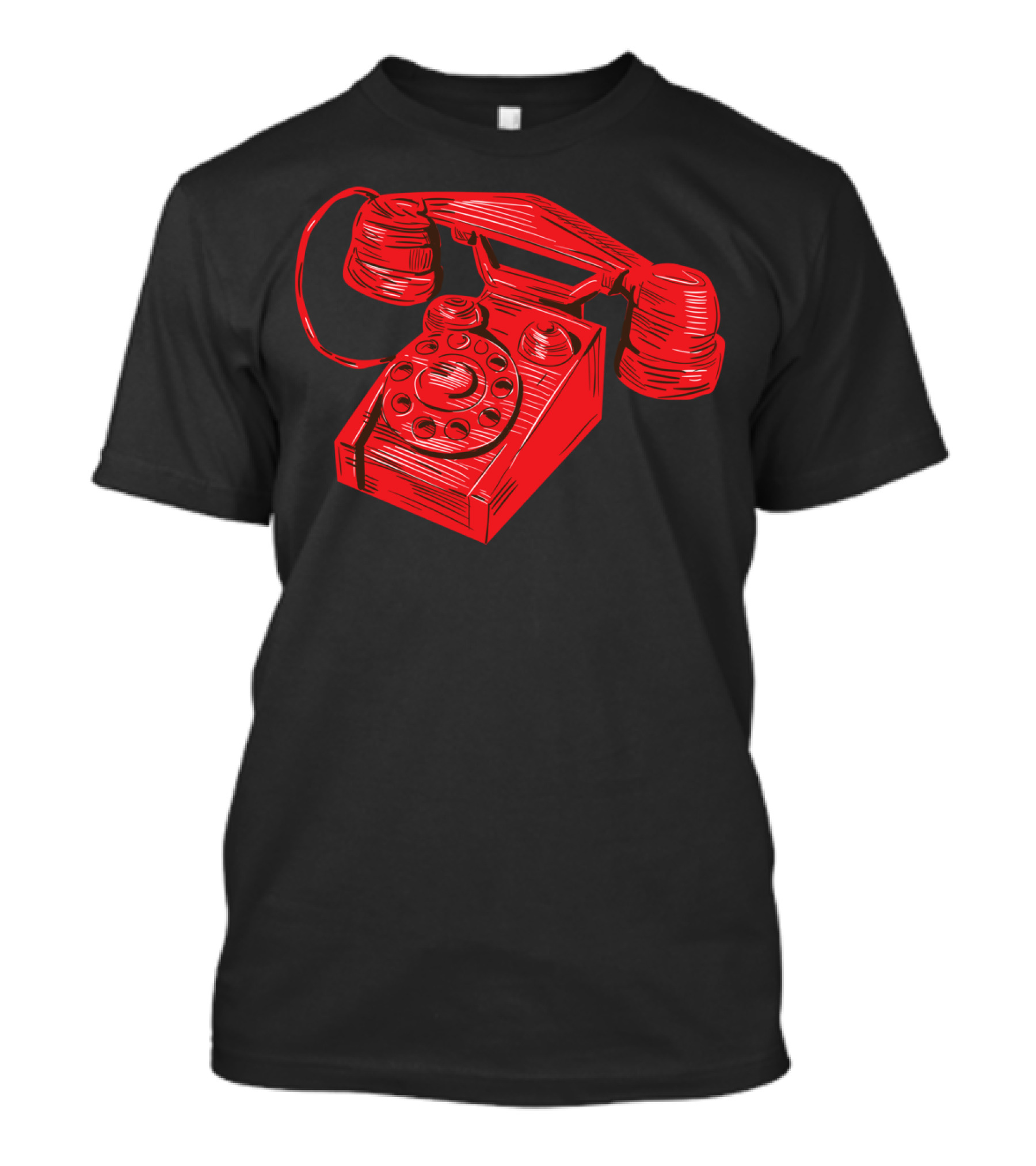 Red Vintage Telephone Rotary Dial Drawing T-Shirt