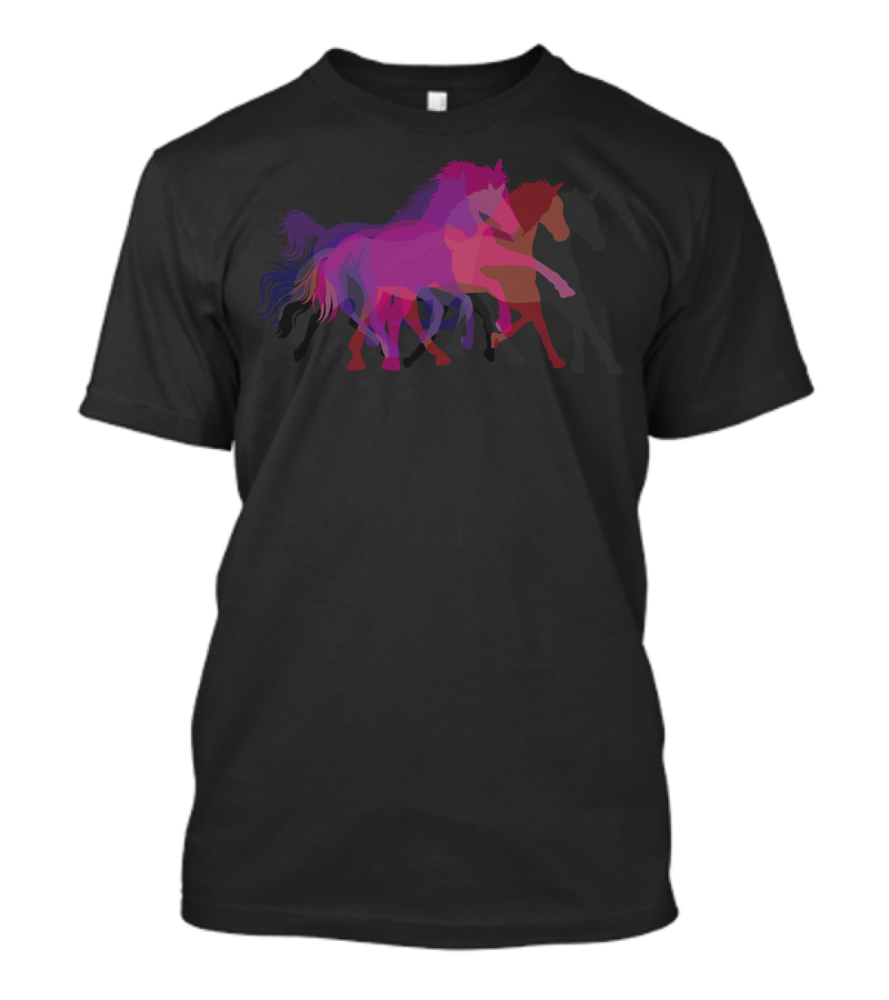 Beautiful Shadow Kaleidoscope Horses In Motion T-Shirt