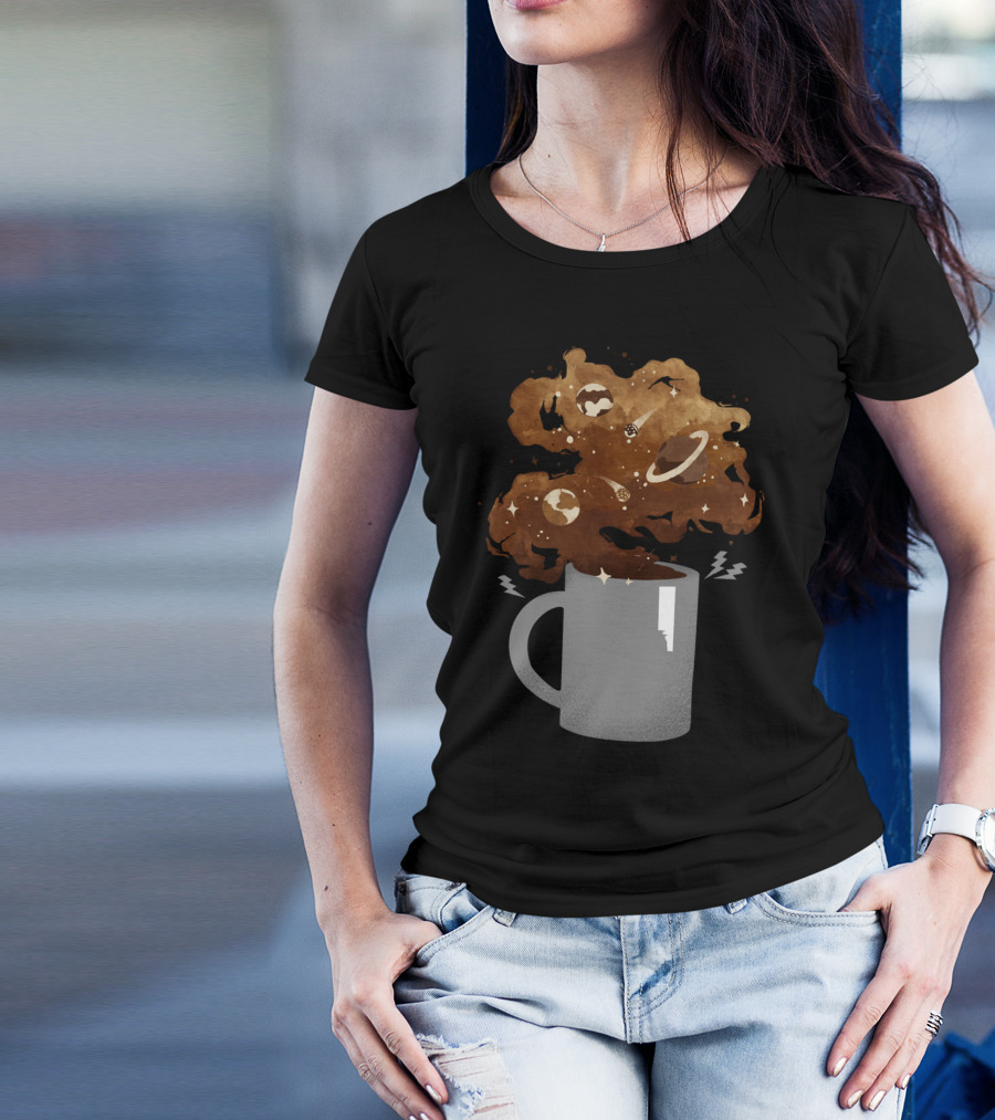 Galaxy Coffee Cosmic Planets And Stars Cup T-Shirt