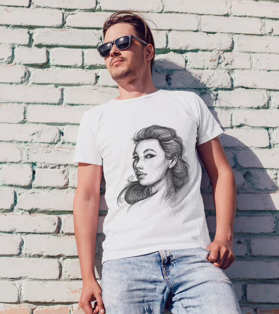 Beautiful Woman Pencil Sketch T-Shirt