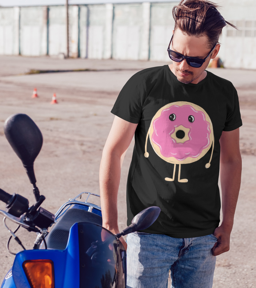 Sad Doughnut Donut With Pink Frosting And Expressive Eyes T-Shirt