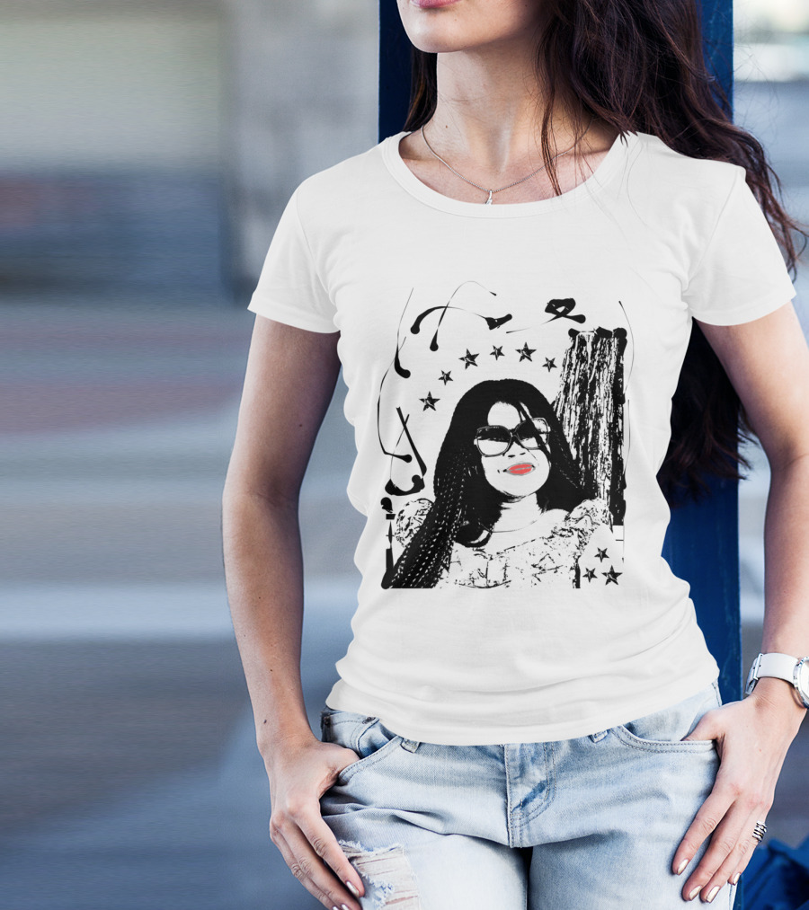 Beautiful Woman Stars Red Lips Sunglasses T-Shirt