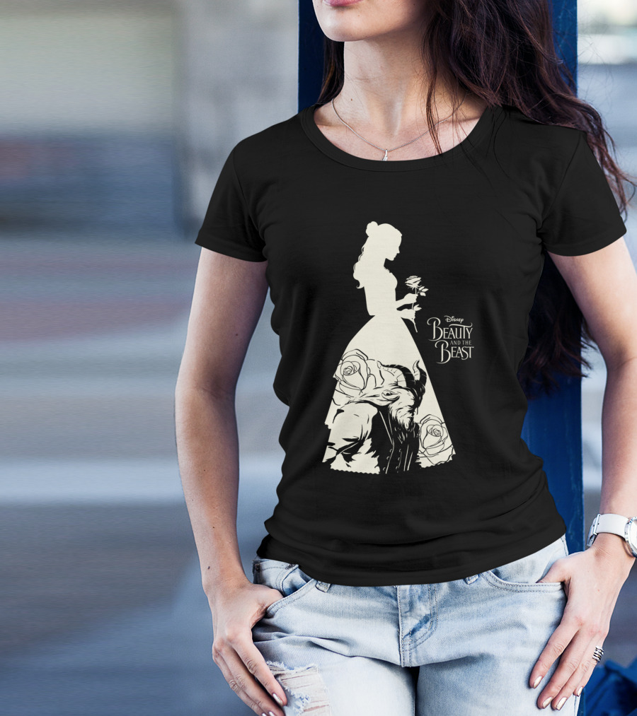 Disney Beauty And The Beast Silhouette With Rose T-Shirt