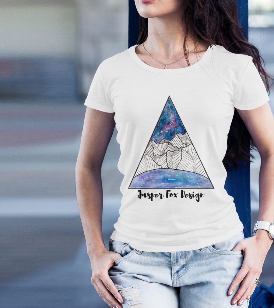 Jasper Fox Design Galaxy Sky Mountain Triangle T-Shirt