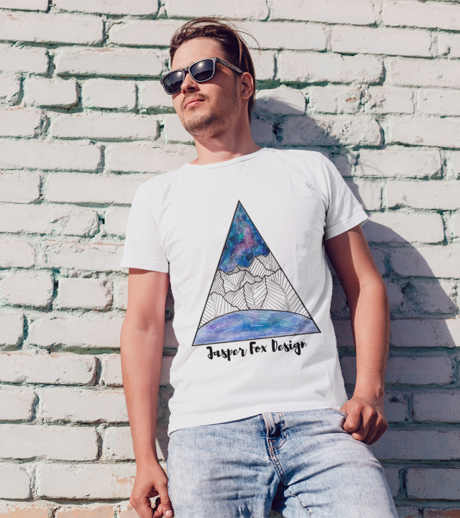 Jasper Fox Design Galaxy Sky Mountain Triangle T-Shirt
