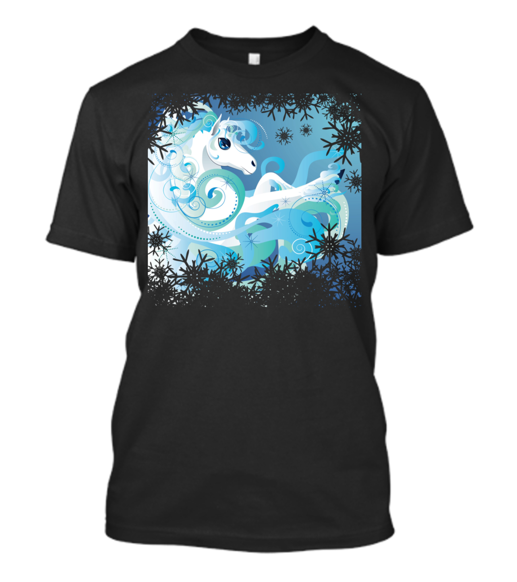 Fantasy Winter Horse Snowflake Swirl T-Shirt