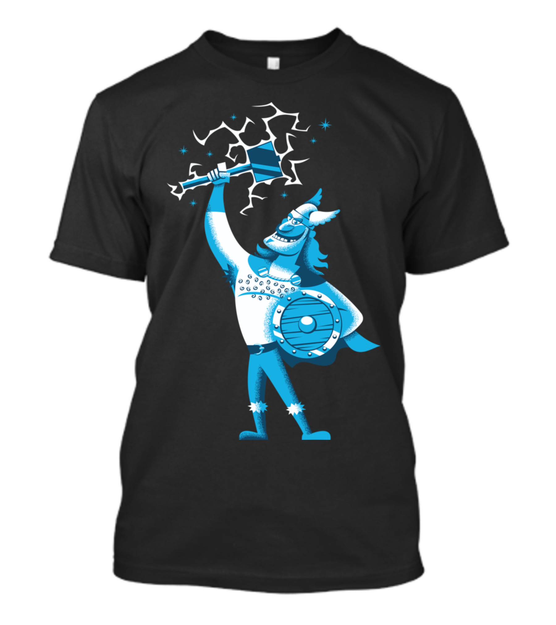 Cartoon Thor Viking With Hammer And Shield Comic T-Shirt