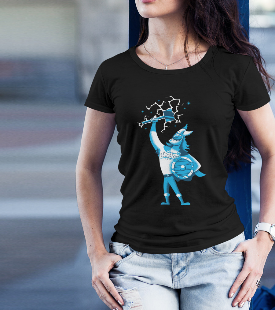 Cartoon Thor Viking With Hammer And Shield Comic T-Shirt