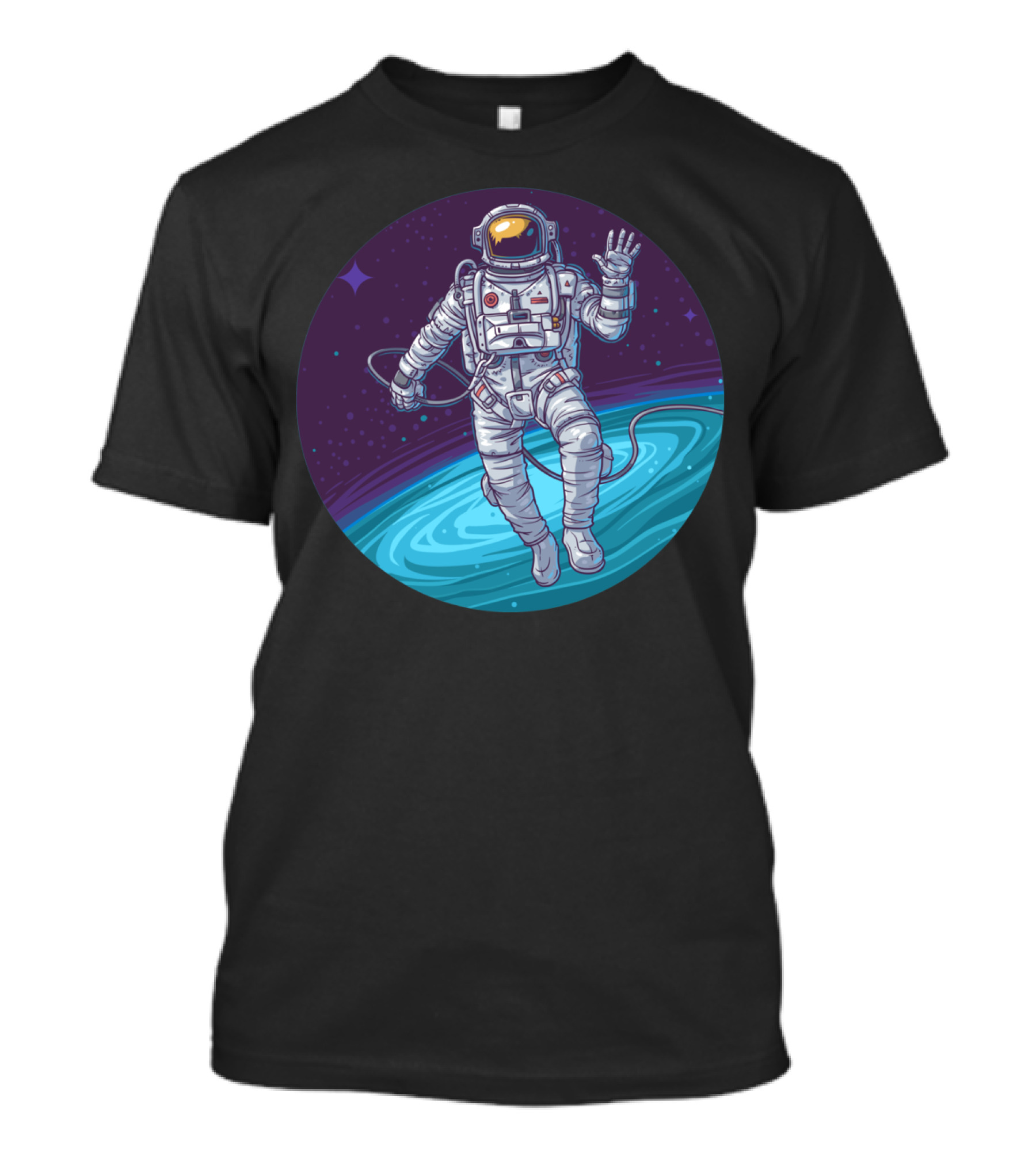 Farway Astronaut Floating In Cosmic Space Circle T-Shirt
