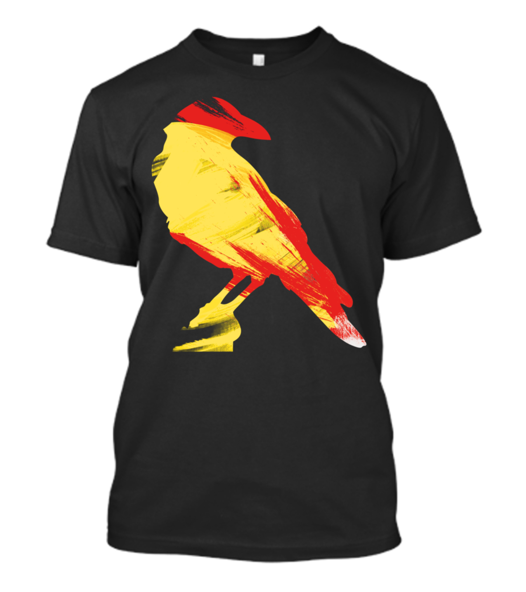 Crows Will Never Be Black Again Yellow Red Brushstroke Bird T-Shirt