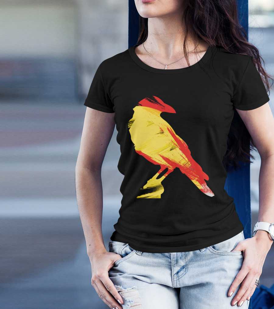 Crows Will Never Be Black Again Yellow Red Brushstroke Bird T-Shirt