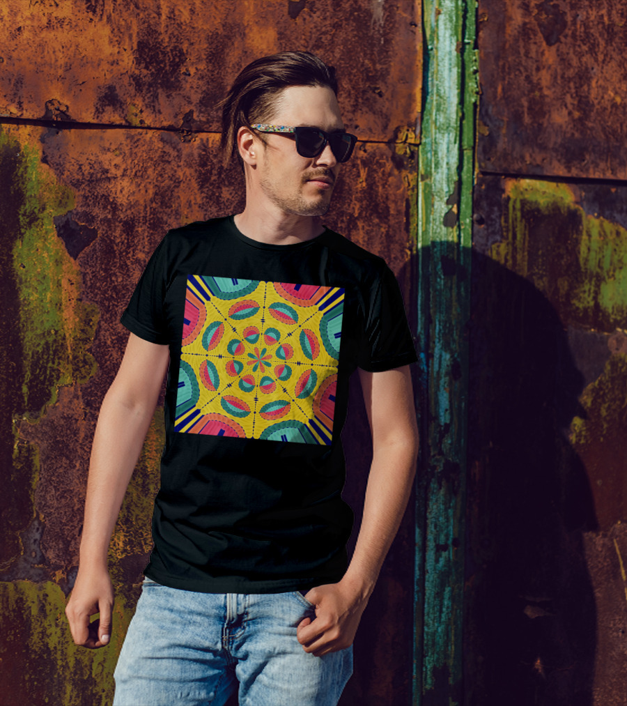 Textured Tropical Kaleidoscope Mandala T-Shirt