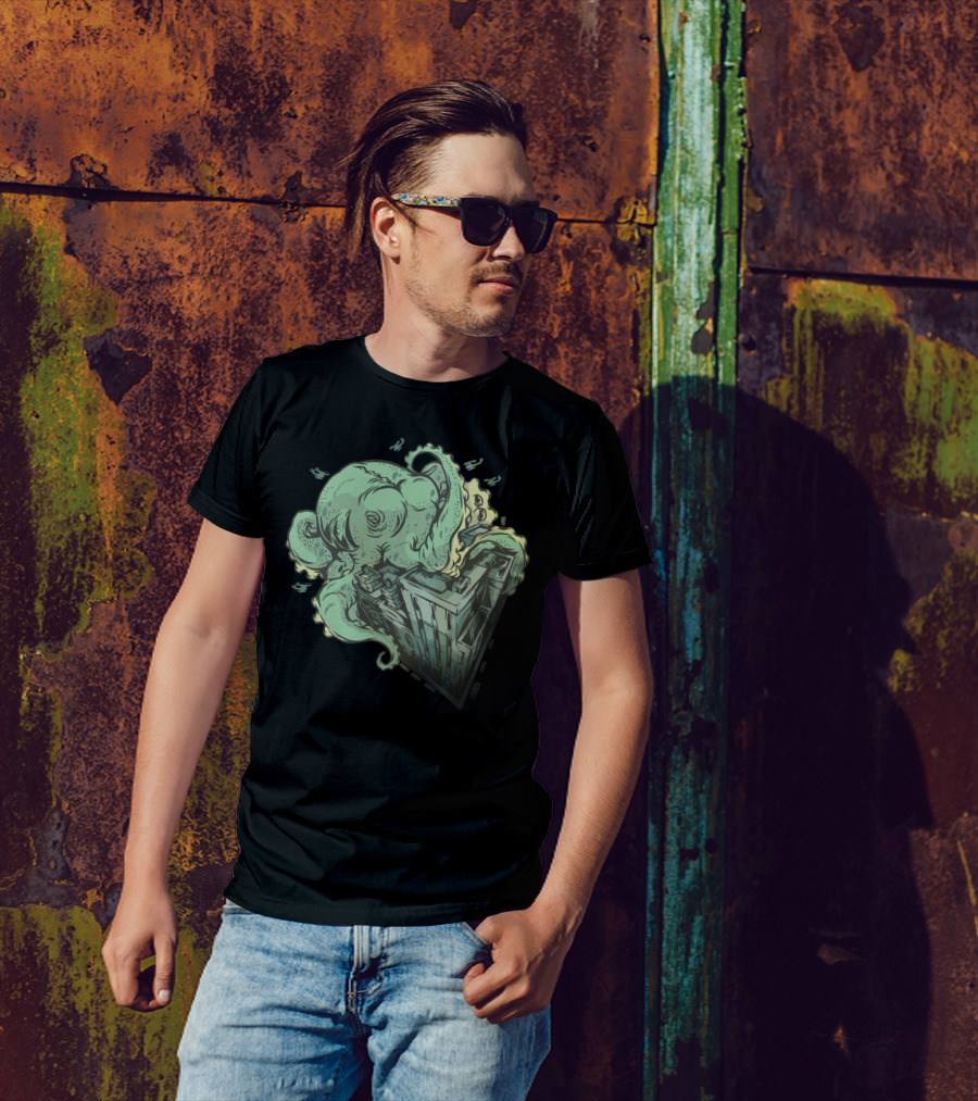 Crush Giant Octopus Cityscape Destruction T-Shirt