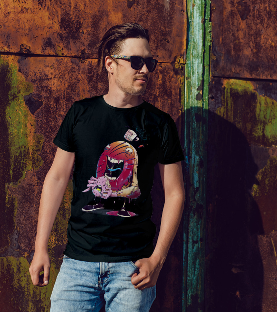 Donut Cannibal Best Big Brother Dripping Creature With Pink Snack T-Shirt