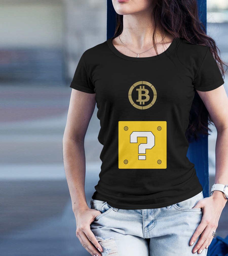 Crypto Coin Bitcoin Mario Block Question Mark T-Shirt