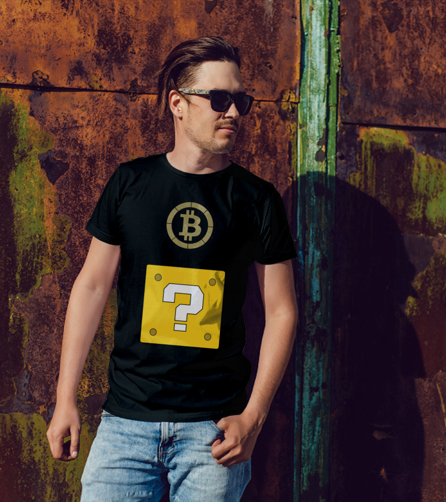 Crypto Coin Bitcoin Mario Block Question Mark T-Shirt