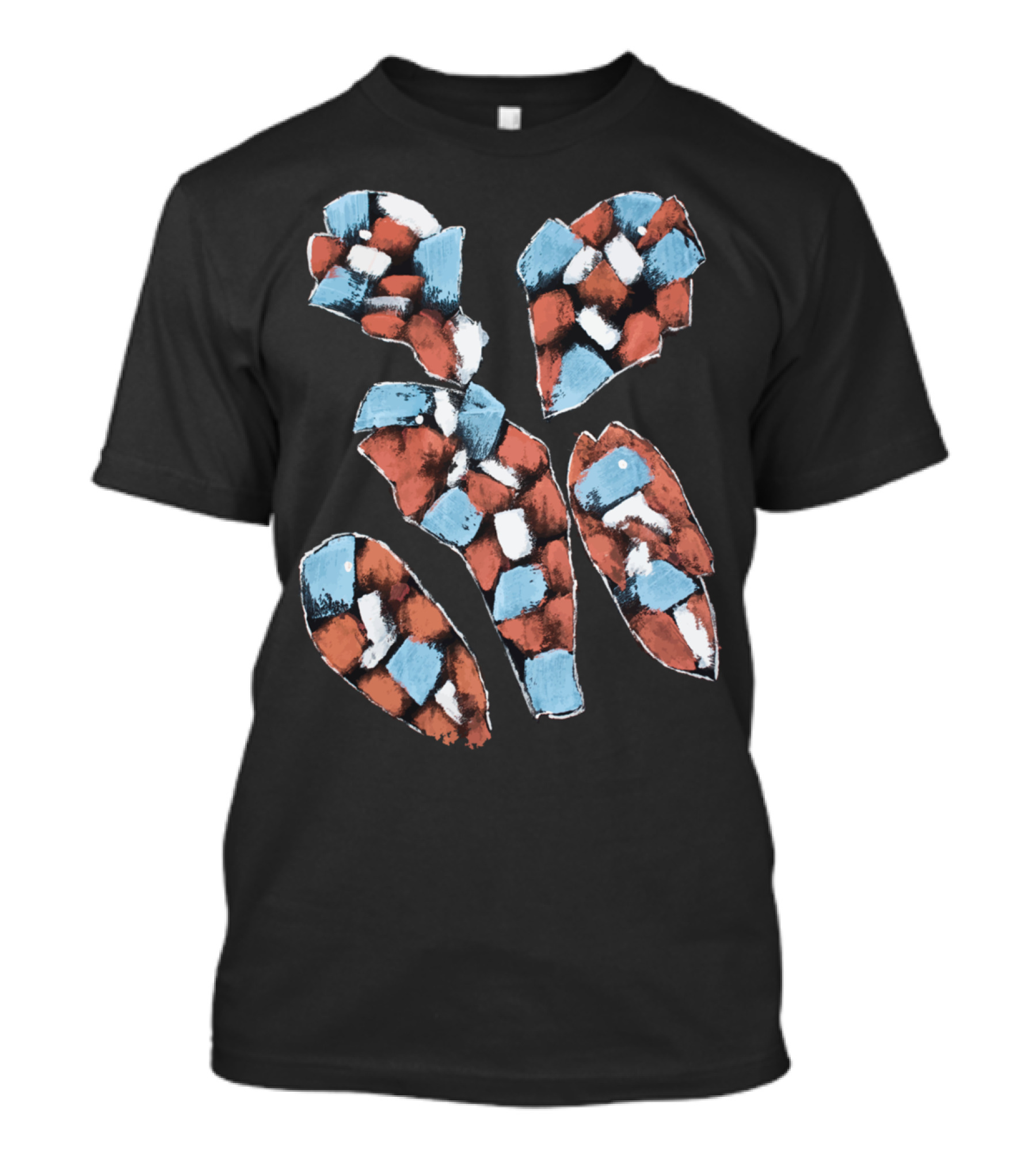 Fish Pattern In Blue And Red T-Shirt