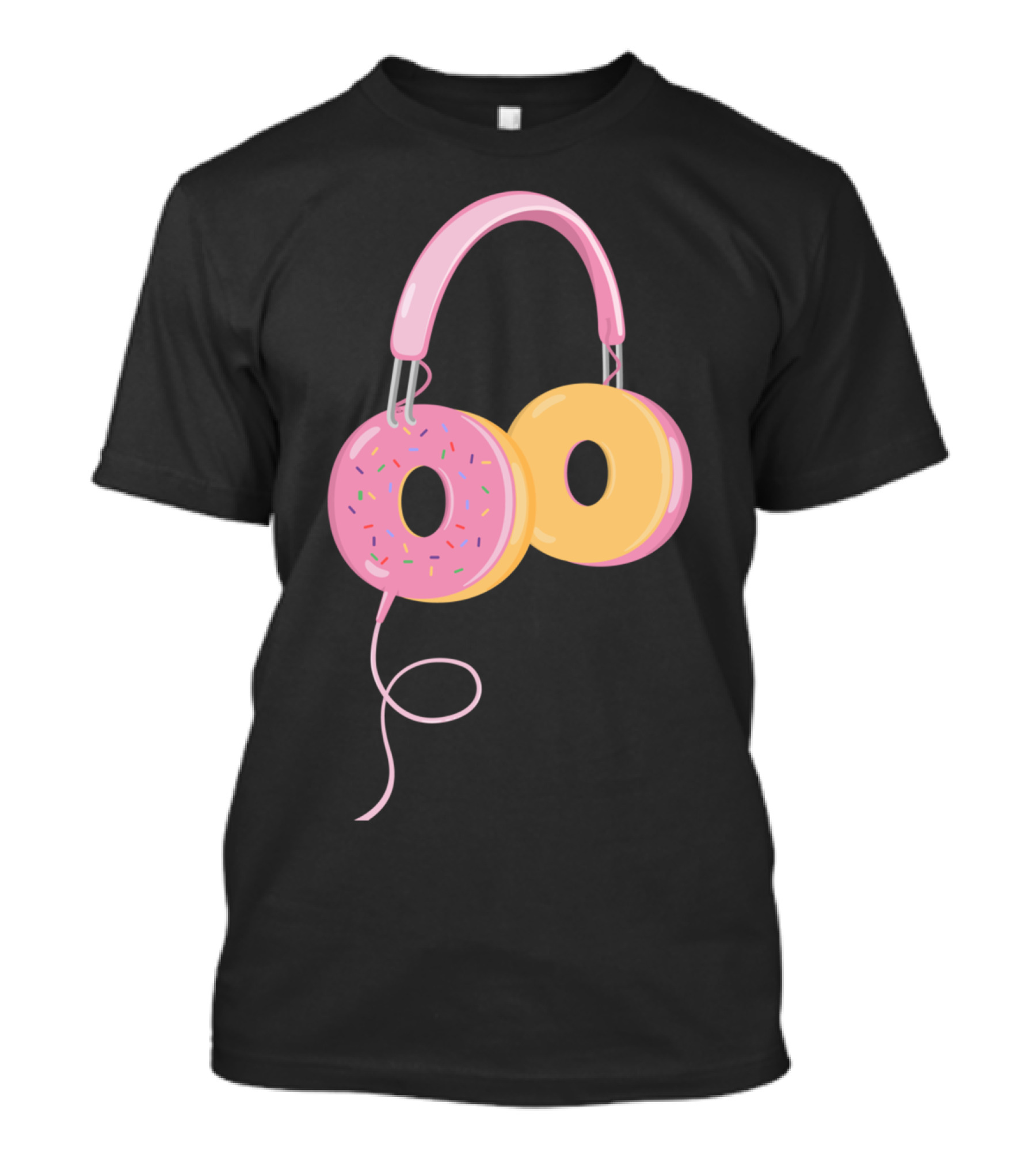 Donut Headphones Sprinkles Pink Yellow T-Shirt