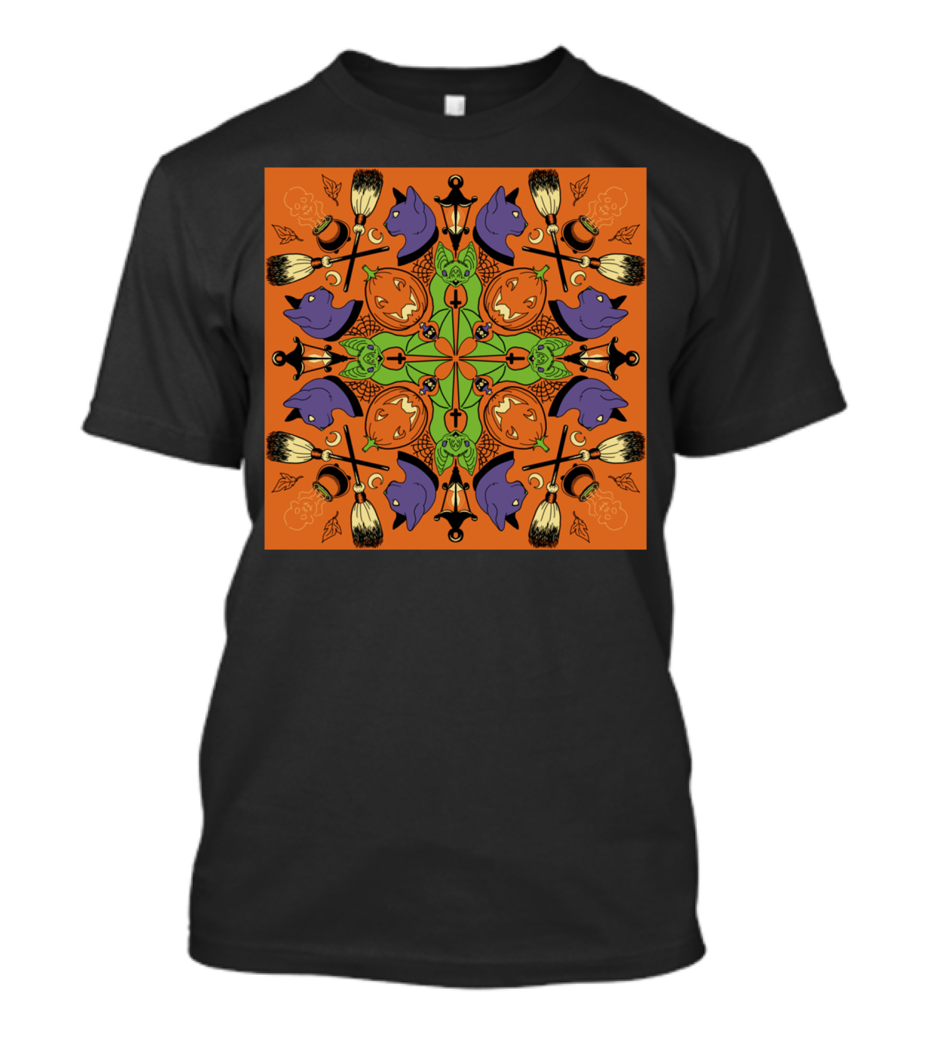 Samhain Halloween Witches Cats Pumpkins Brooms Skulls T-Shirt
