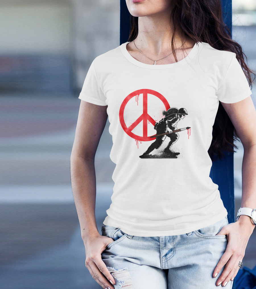 Peace Symbol Soldier With Paintbrush T-Shirt