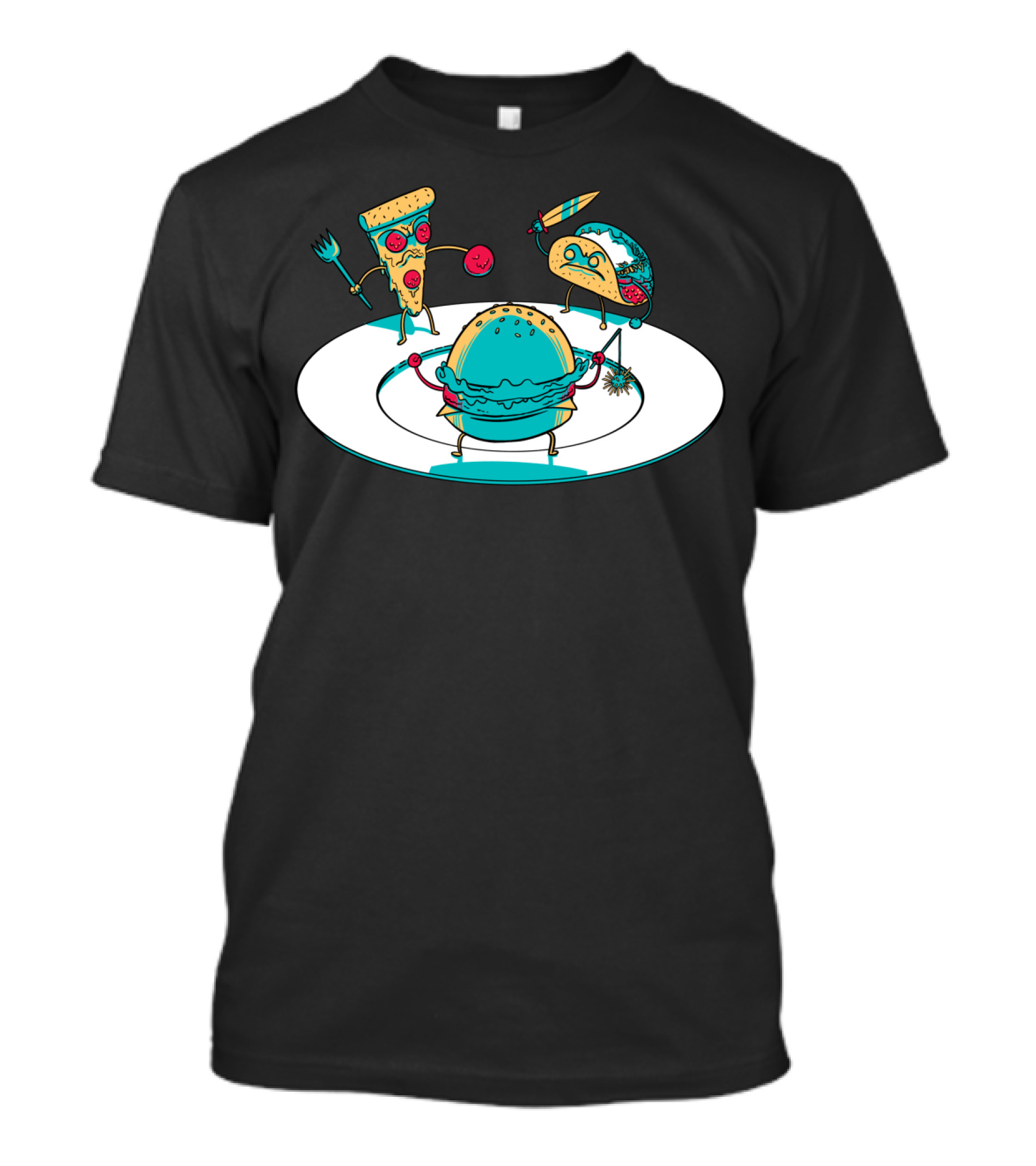 Fast Food Wars Pizza Burger Taco Battle T-Shirt