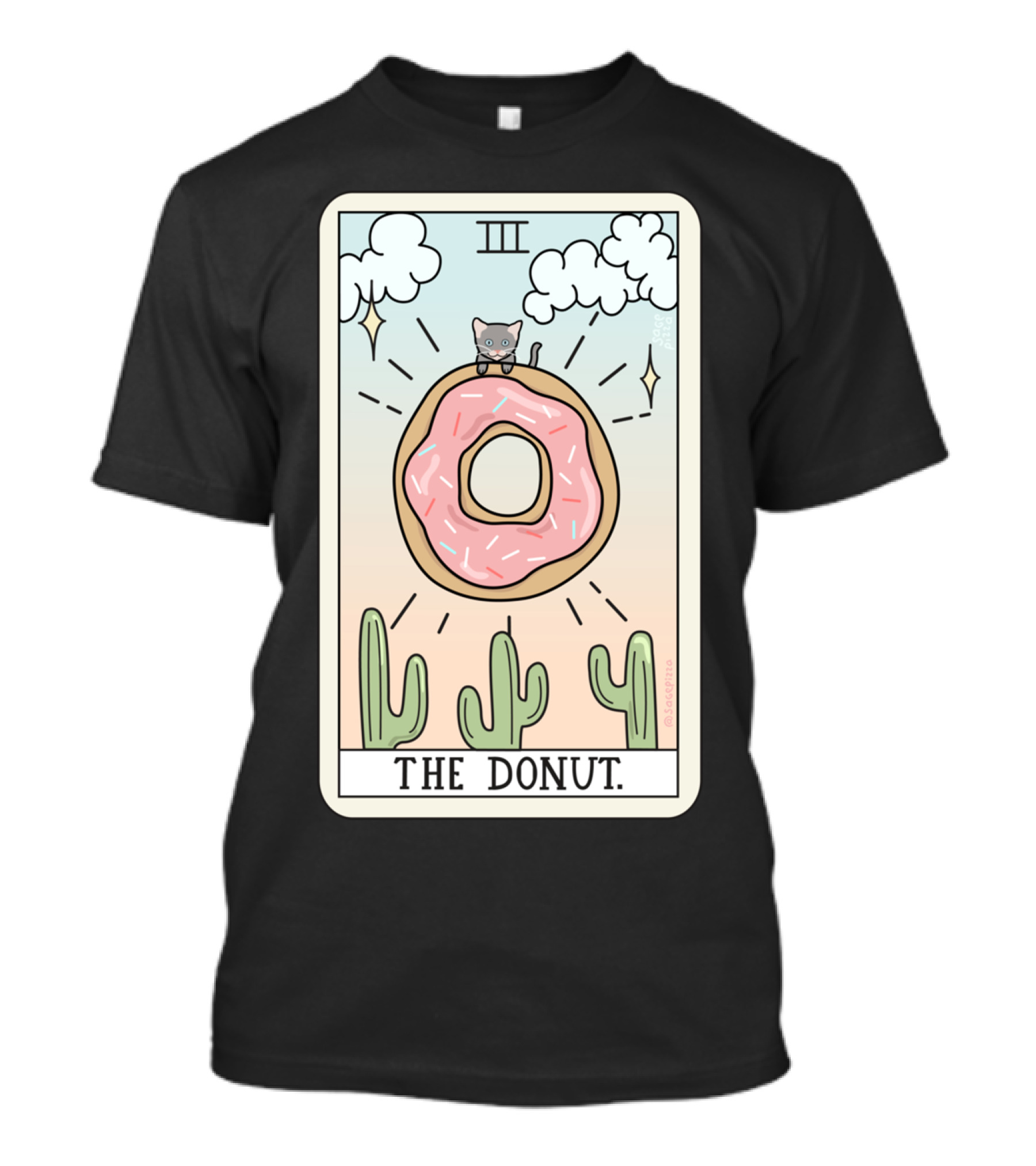 THE DONUT TAROT III CAT CACTUS SKY T-Shirt