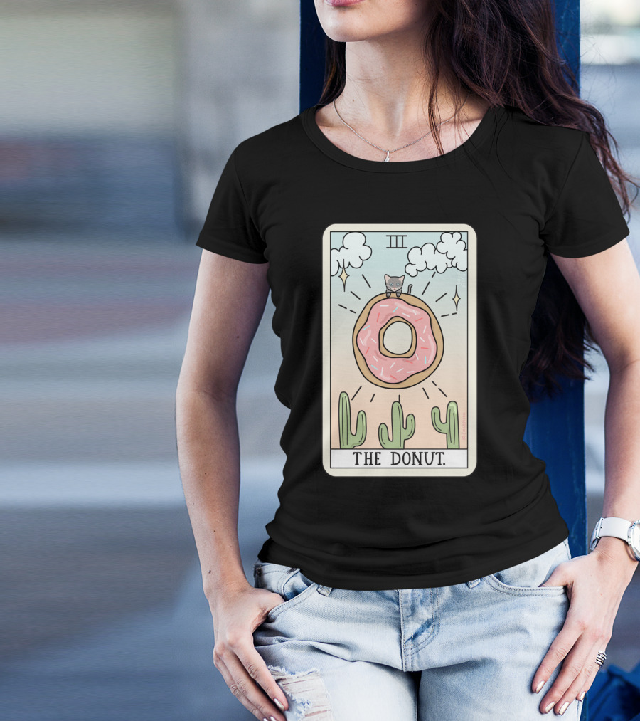 THE DONUT TAROT III CAT CACTUS SKY T-Shirt