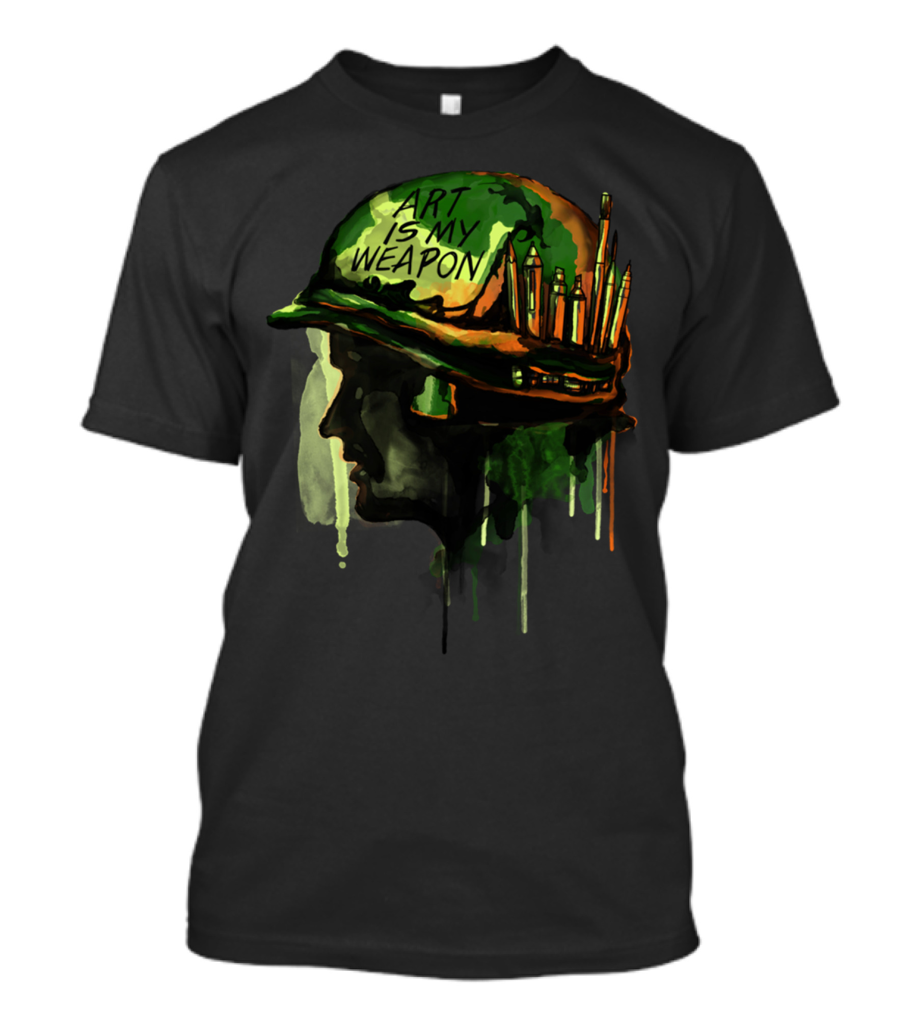 ART IS MY WEAPON Helmet Pencil Brushes Soldier T-Shirt