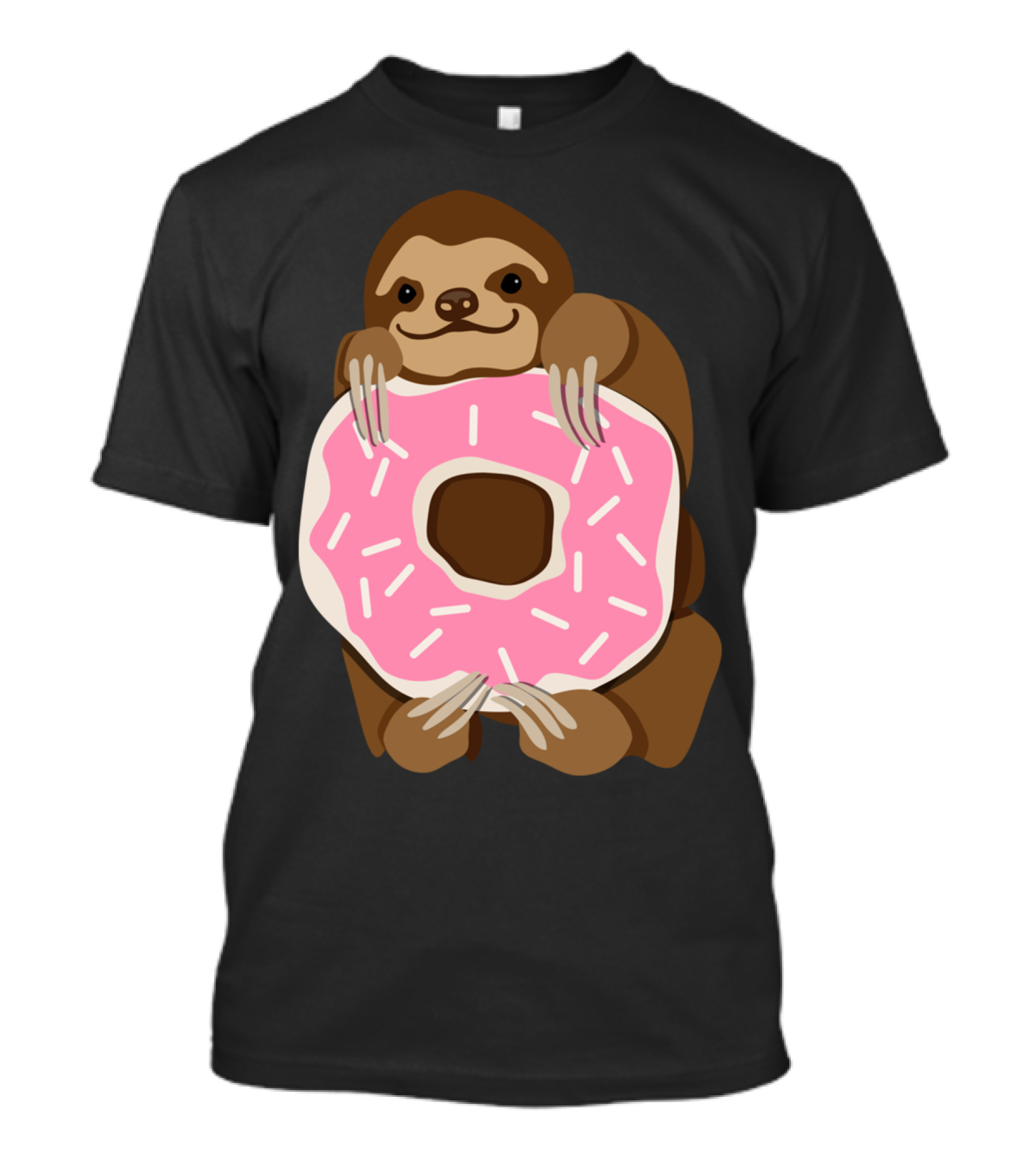 Sloth Holding Pink Frosted Donut T-Shirt