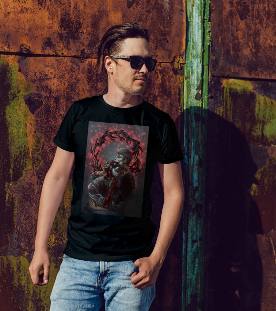 Becoming Pur Dark Fantasy Art With Blood And Antlers T-Shirt