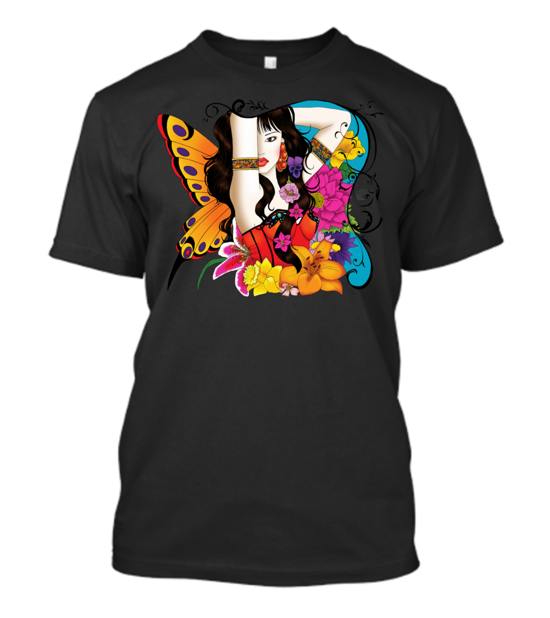 Garden Dance Butterfly Floral Fusion T-Shirt