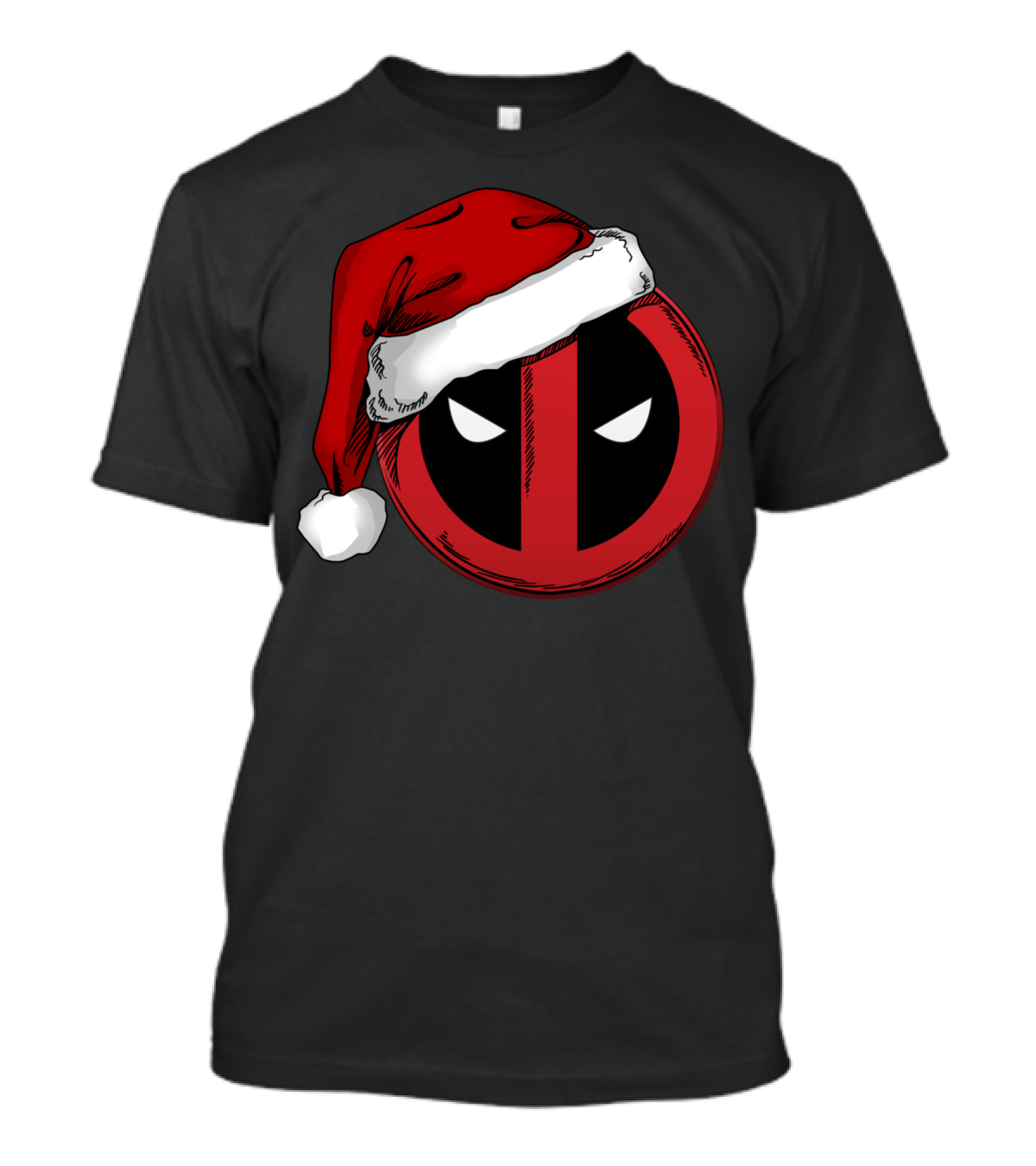 Santa Hat Deadpool Face T-Shirt