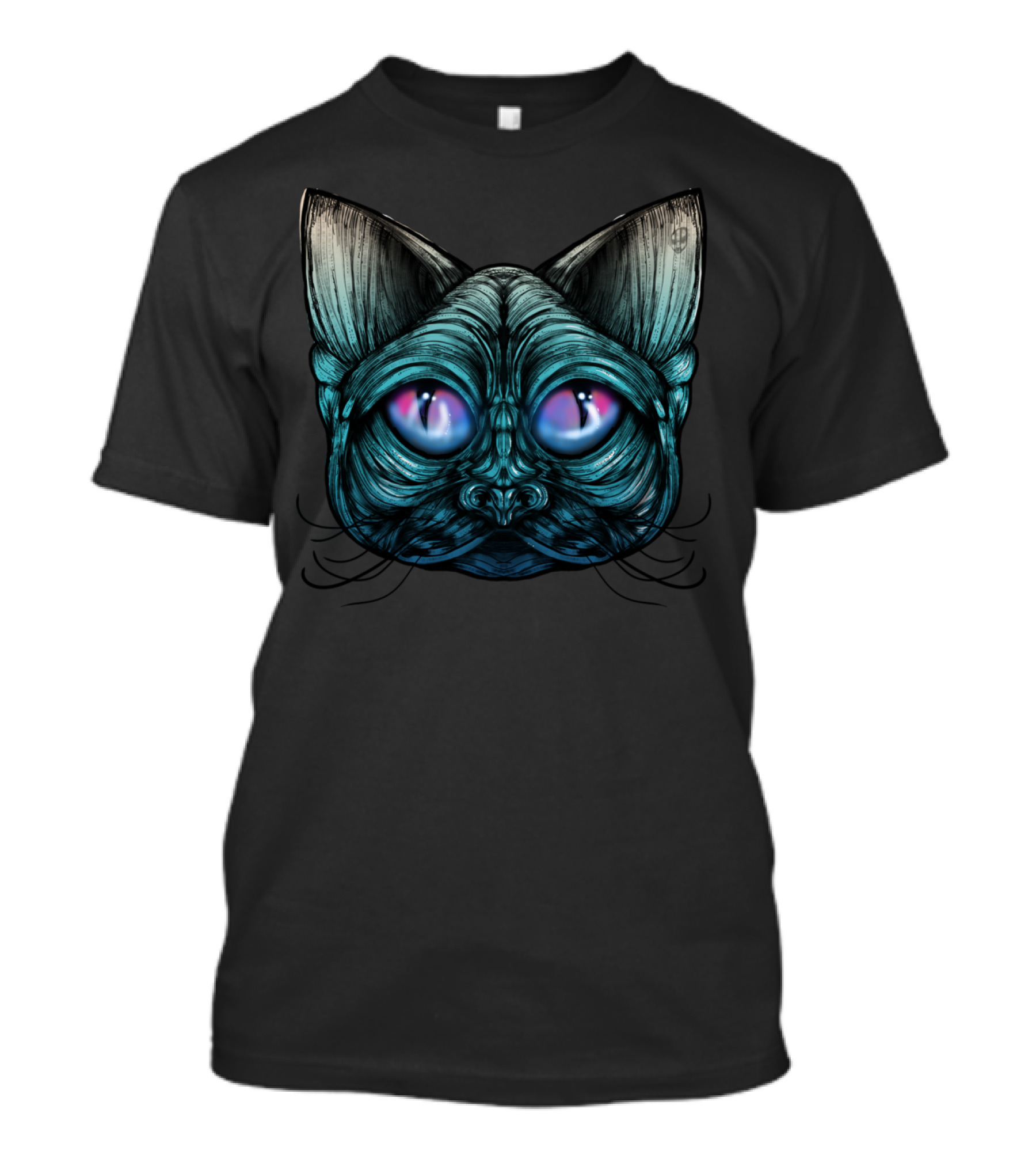 Zombie Cat Glowing Eyes Hypnotic Feline Fantasy T-Shirt