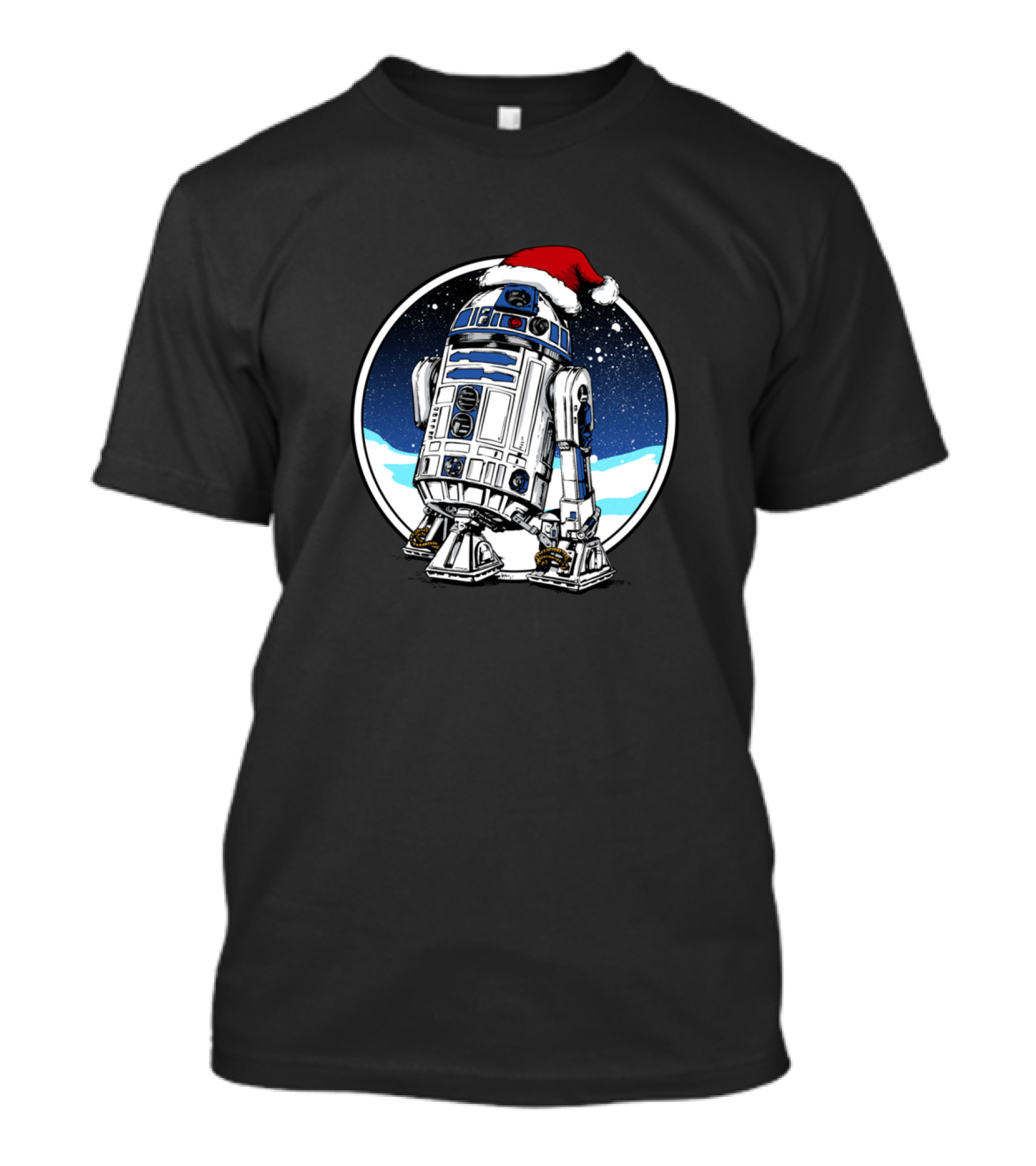 Santa R2-D2 In Holiday Snowy Scene T-Shirt
