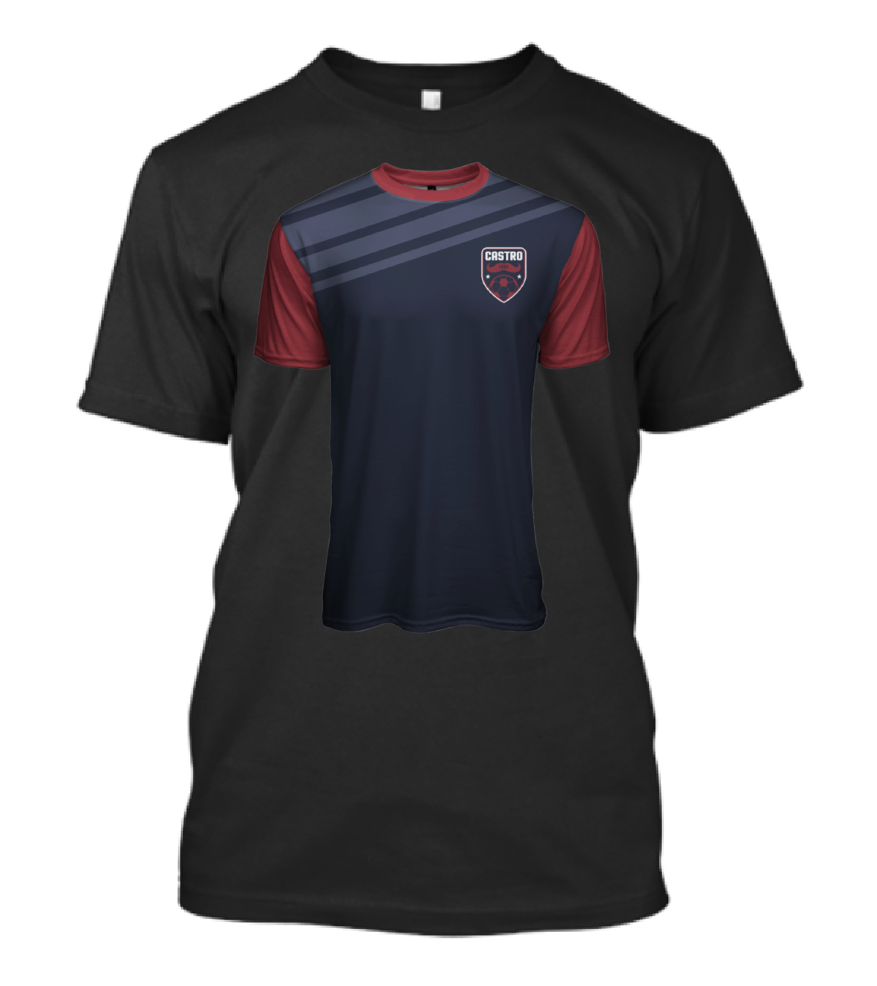Castro Navy Blue And Red Jersey With Shield Emblem T-Shirt