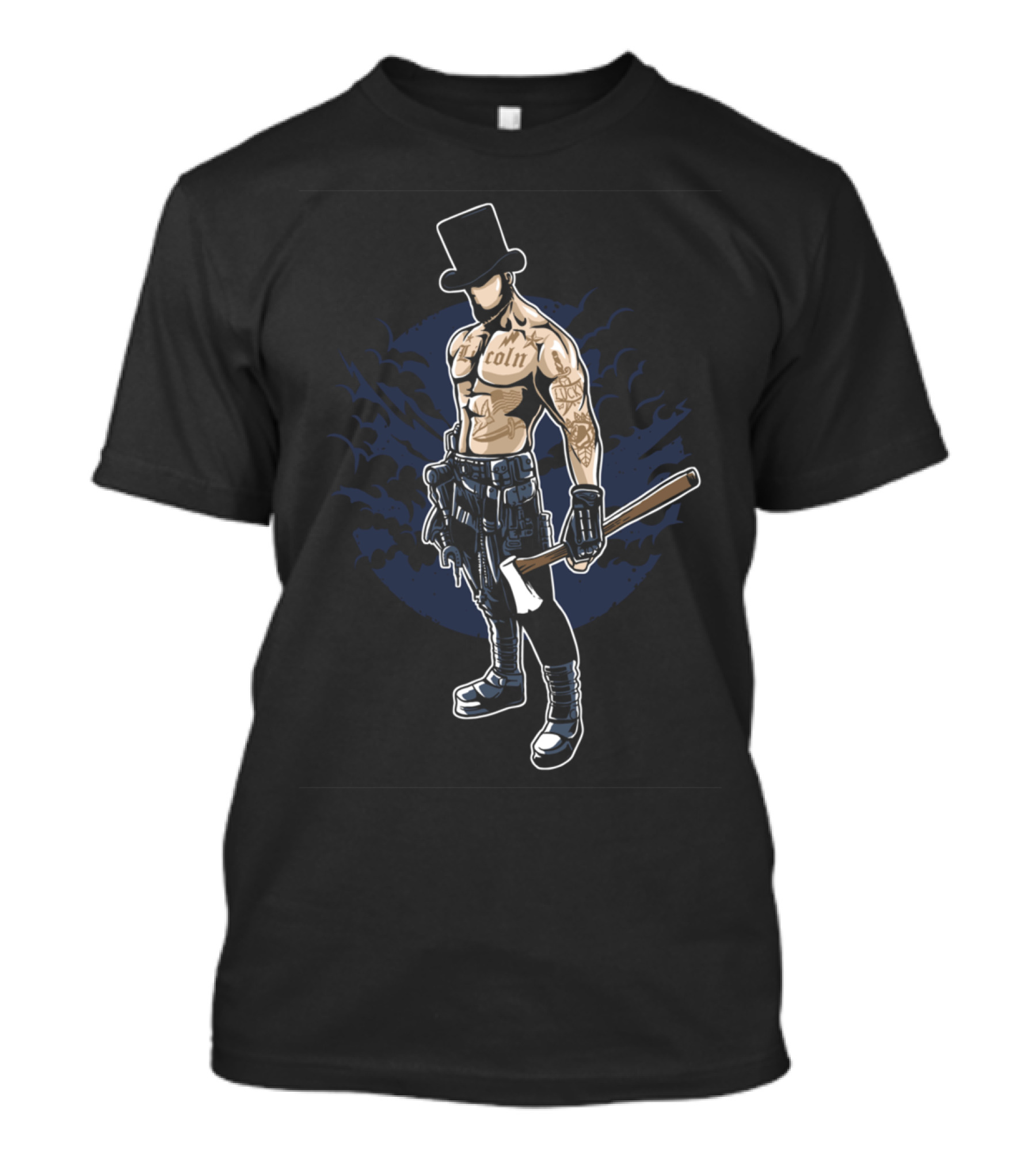 The Axes Man From America With 'Colin' Tattoo In Top Hat And Tactical Gear T-Shirt