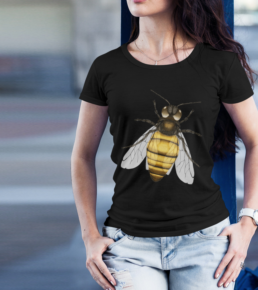 Bee Pencil Drawing Color Version T-Shirt