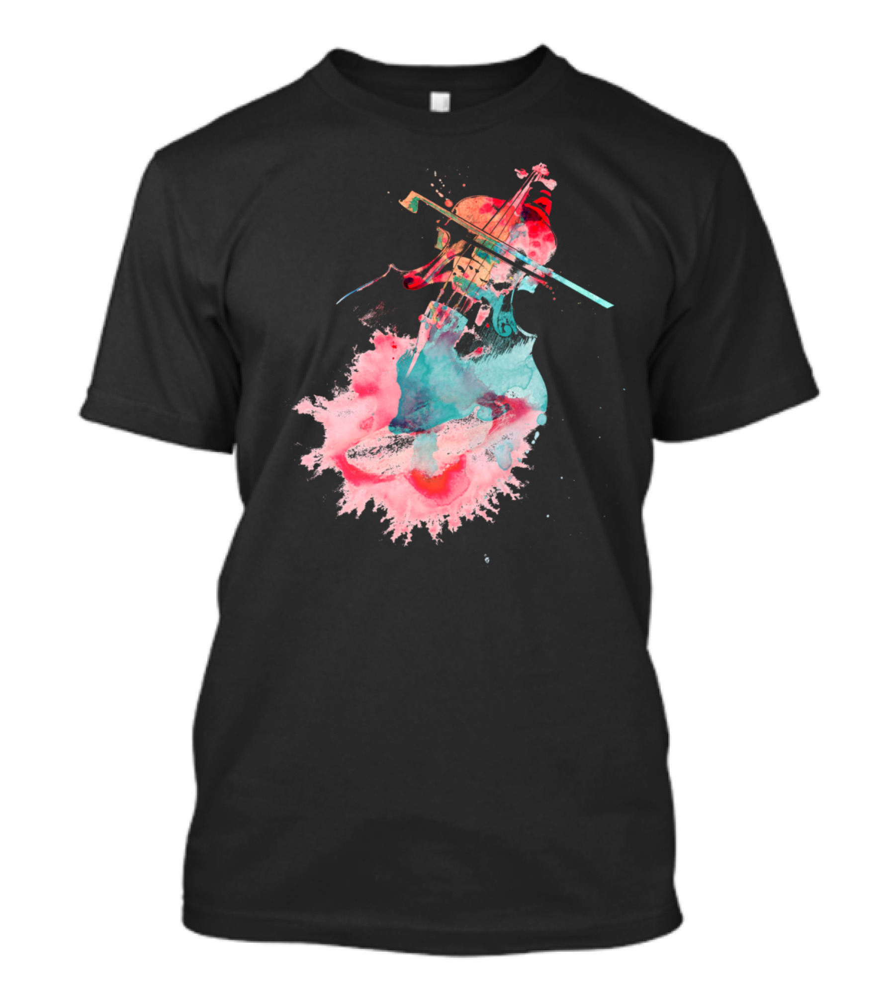 Art Of Music Violin Splash Watercolor Burst T-Shirt