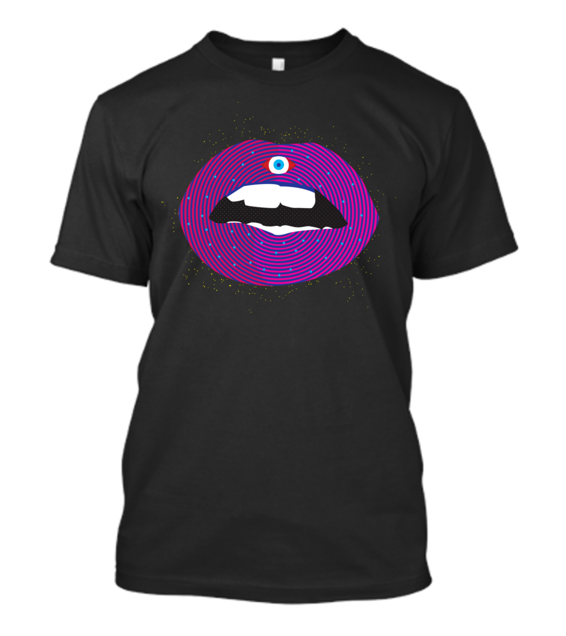 Gazing Lips With Third Eye And Cosmic Spirals T-Shirt