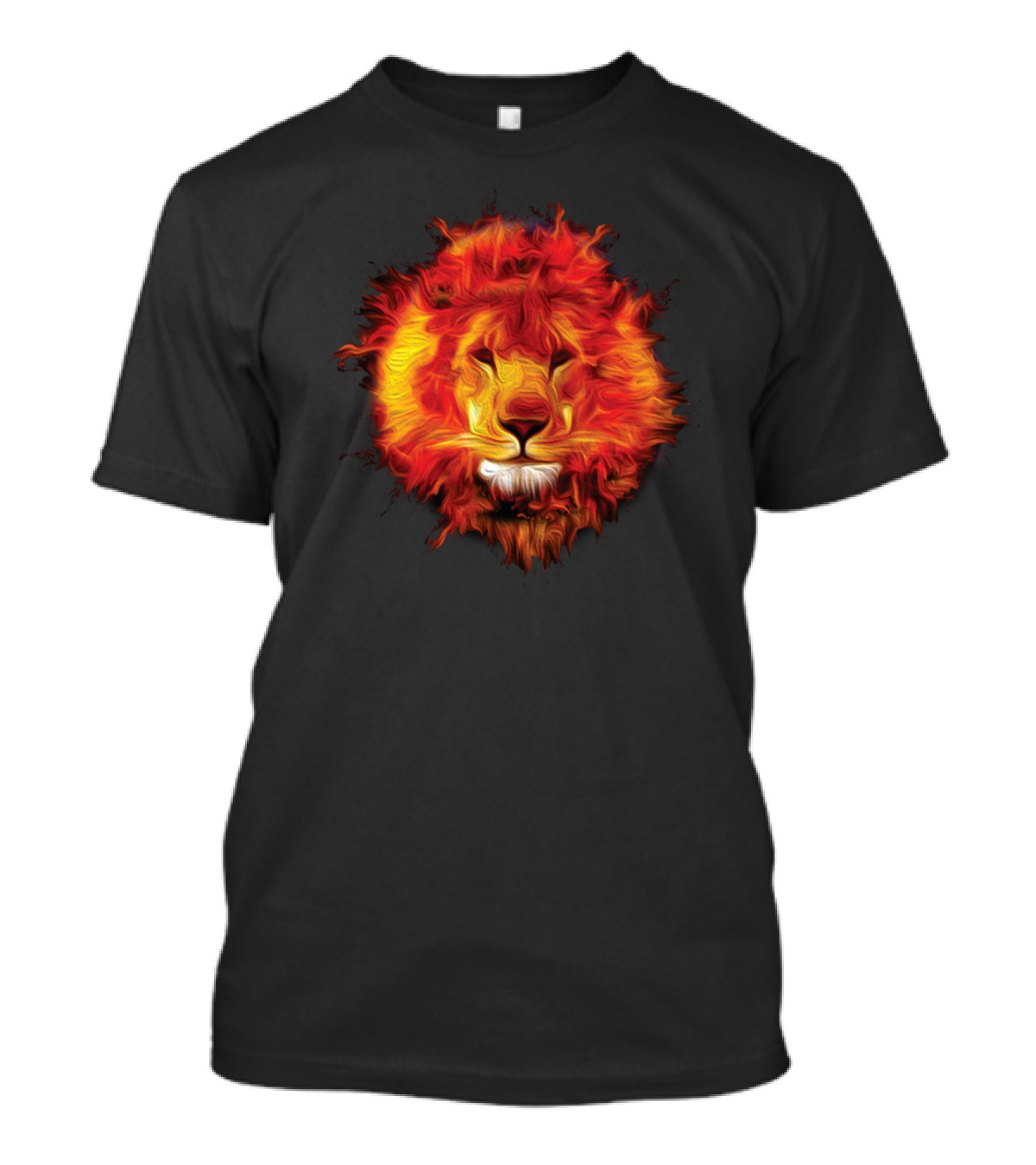 Fierce Lion Face Ablaze With Fiery Mane Of Flame T-Shirt