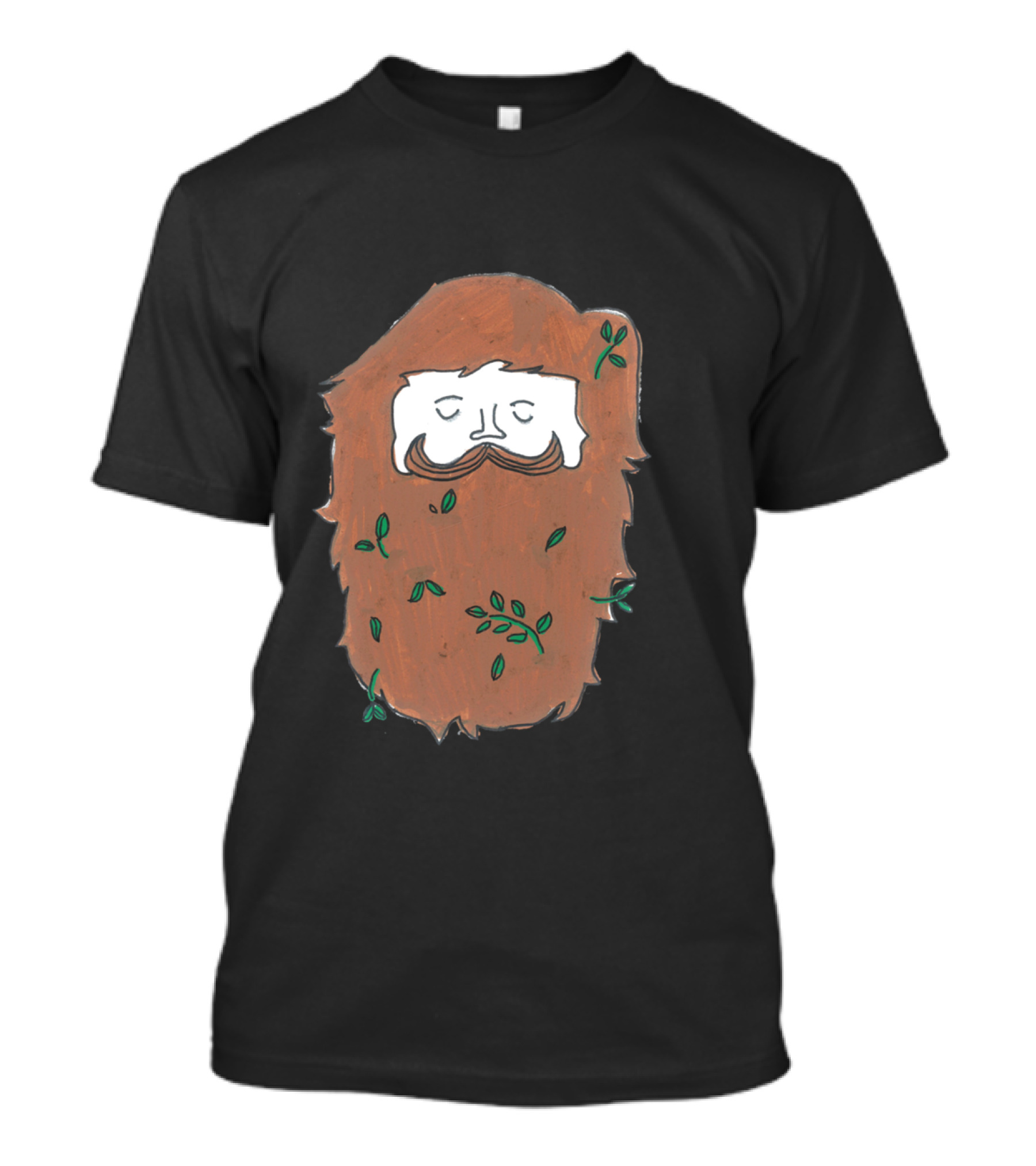 Leafy Bearded Sleep With Closed Eyes T-Shirt