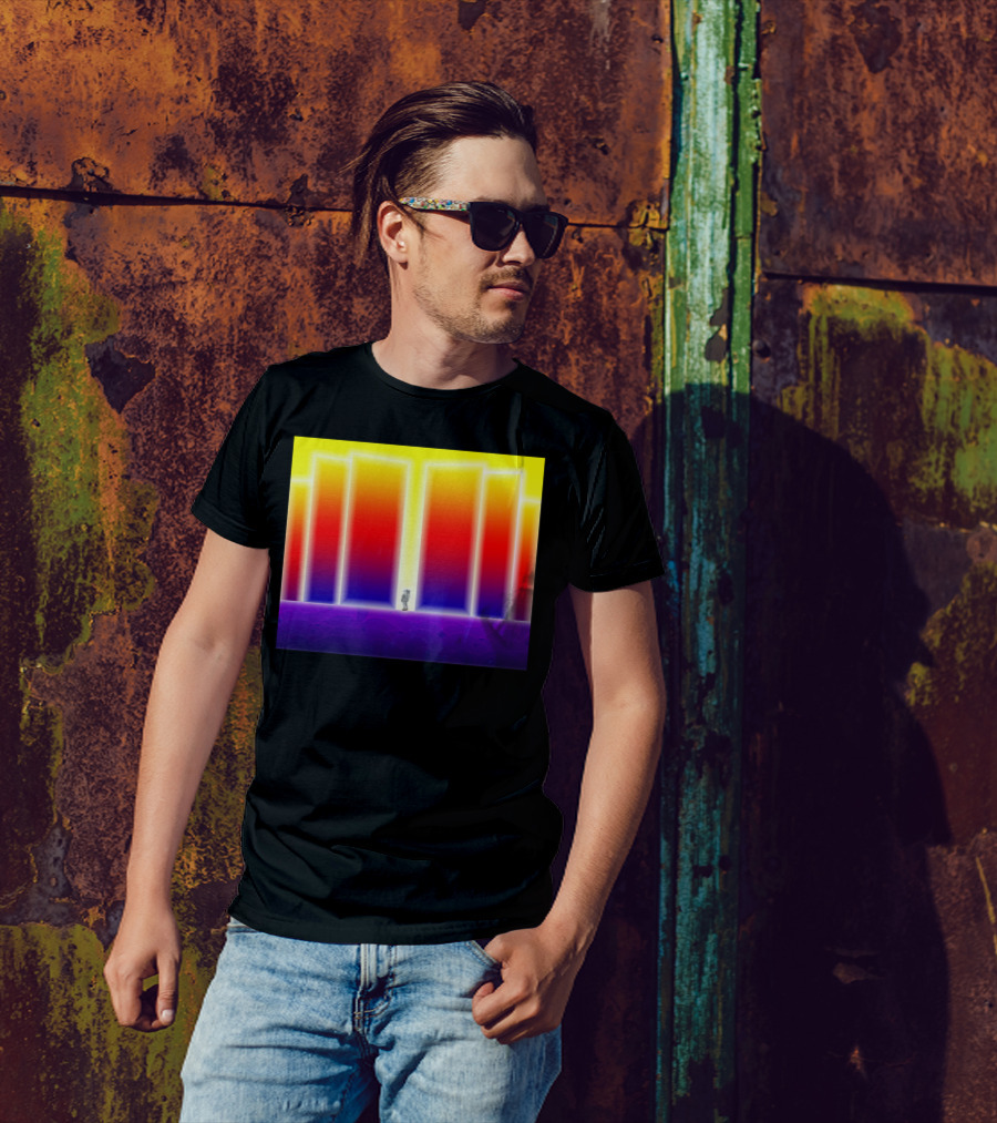 Doorway Surreal Neon Gradient Portal With Central Figure T-Shirt