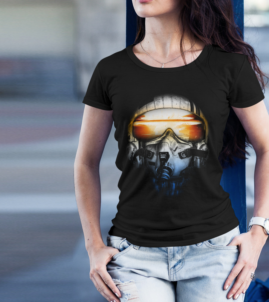 Art Of War Jun Salaza Fighter Pilot Helmet Reflective Visor Scene T-Shirt