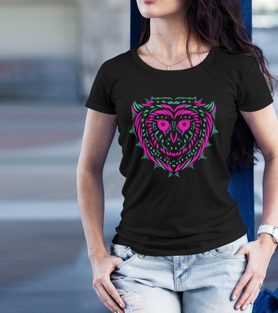 Neon Tribal Owl T-Shirt