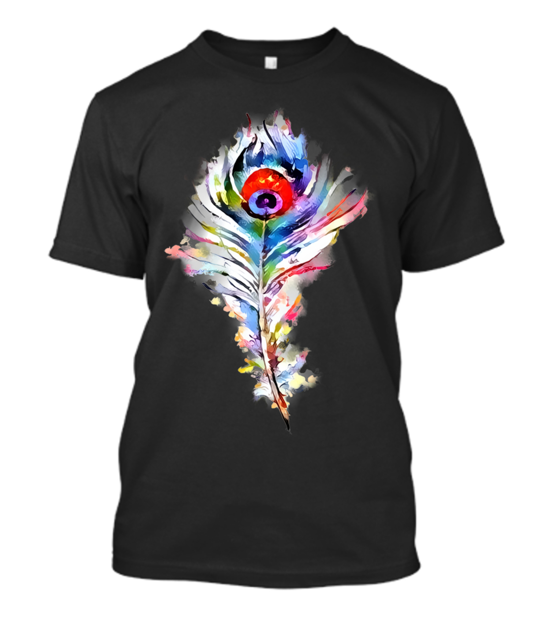 Peacock Feather Watercolor T-Shirt