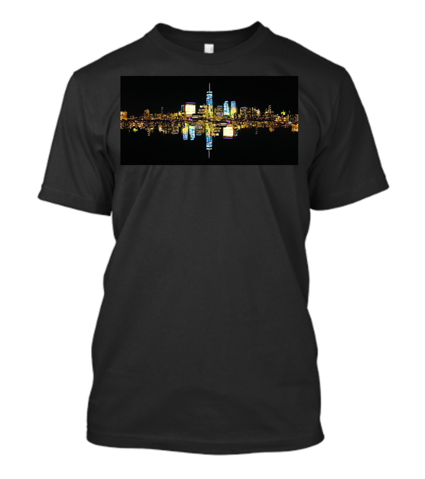 Manhattan Skyline Night Reflection T-Shirt