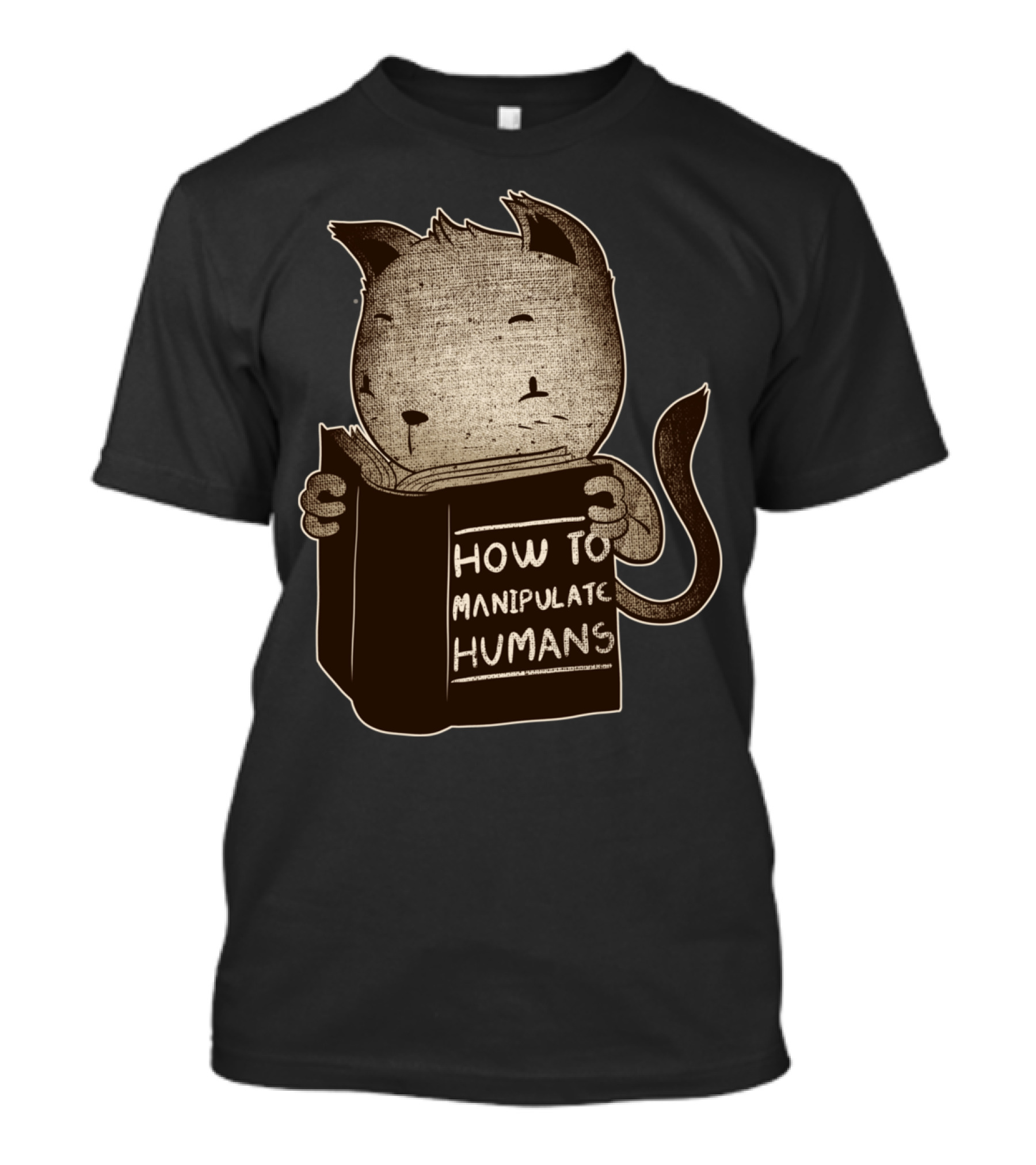 Cat Reading How To Manipulate Humans Book T-Shirt