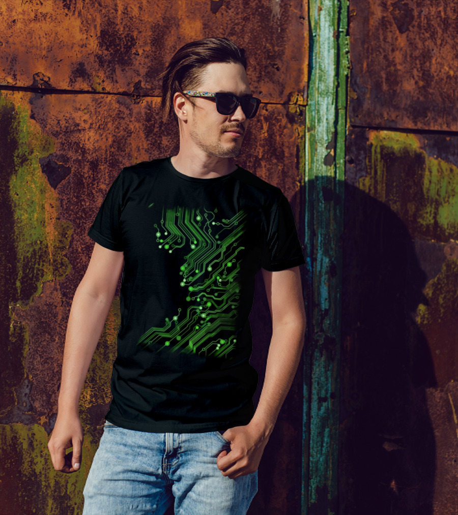 Brain Of The Beast Circuit Board Matrix Green T-Shirt